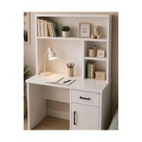 balore Mobilya Nova %100 MDF Kitaplıklı Çalışma Masası – Çekmeceli, Dolaplı ve Raflı Ders & Bilgisayar Masası – Beyaz