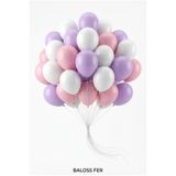 baloss fer 20'li Makaron Lila Makaron Pembe Beyaz Pastel Balon Seti 11 İnç Doğum Günü Süsü