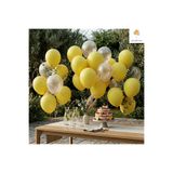 baloss fer Doğum Günü Parti Süsleri Balon Seti 20 Parça Sarı Gold Konfetili Şeffaf Balon