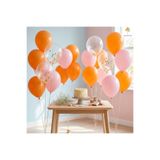 baloss fer Doğum Günü Parti Süsleri Balon Seti 20 Parça Turuncu Pembe Gold Konfetili Şeffaf Balon