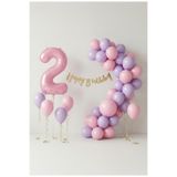 baloss fer Pembe Lila 2 Yaş Doğum Günü Süsleme Seti 30’lu Balon Pembe 2 Rakam Folyo Gold Happy Birthday Banner 25 m Rafya