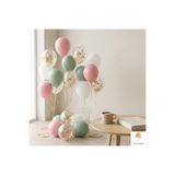 baloss fer Pembe Okaliptus Beyaz Gold Konfeti Balon Seti 20’li Şeffaf Balon Parti Süsü Dekor