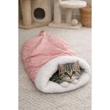 Balpet Kedi Kurulanma ve Uyku Tulumu – Yumuşak Peluş Astar, Sıcak Tutan Model - Pembe