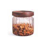 BALSA 500 ml Yuvarlak Akasya Kapaklı Cam Kavanoz BOR057