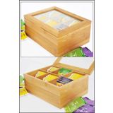 BALSA 6 Bölmeli-bambu Lüx Çay-poşet Saklama Kutusu-24x16x7 Cm