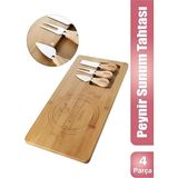 Balsa Bambu Bıçaklı Peynir Sunum Seti-Lüx Kahvaltı Sunum Tabağı Seti 38X20 cm (PS3819) - 10 lt