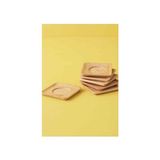 Balsa Bambu Lüx 6 Adet Kare Çay Tabağı 10,5cm Kahverengi Plastik Malzeme ile Şık Tasarım