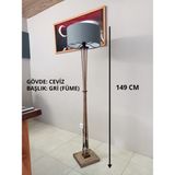 Balsa Dekor Ahşap Lambader Gri Başlık ve Ceviz Gövde ile Modern Tasarım İç Mekan Aydınlatma