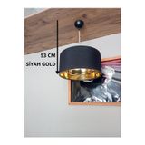 Balsa Dekor Avize-Siyah Gold- Jüt Örgü Kablo-Yedek Başlık-Yatak Odası-Salon