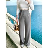 Balta Collection Kadın Yüksek Bel Likralı Esnek Cırt Kapamalı Pileli Rahat Kalıp Palazzo Pantolon - 2XL - Gri