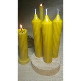 Balve Mum Çizgili Şamdan Balmumu - Gold - 3 Adet