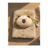 Bam Capybara Çantalı Çizgili Kilitli Peluş Defter 80 Yaprak