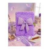 Bam Çizgili Kilitli Kurdelalı Peluş Defter 80 Yaprak 21x15 cm