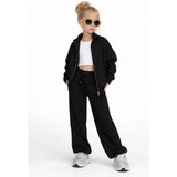 Bambam Kız Çocuk Fermuarlı Eşofman Takımı - Siyah Renk (2'li Set) 01081 - 7 - 8 Yaş