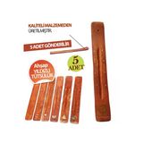 Bambapaw Ahşap Yıldız Kabartmalı Tütsü Tutacağı - Ahşap Tütsülük Tütsü Kayığı ( 5 Adet)