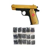 Bambapaw Boncuk Atan Türk Bayraklı Gold Oyuncak Tabanca - Boncuk Atan Oyuncak Tabanca + 15 Paket Boncuk