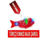 Bambapaw Türkçe Kırmızı Balık Şarkılı Müzikli Işıklı Sesli Yürüyen Balık 23 Cm Pilli Oyuncak Balık TYB356336775D220131133521