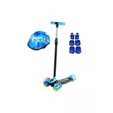 Bambapaw Unisex Çocuk Mavi Led Işıklı 3 Tekerlekli Twist Scooter Full Set