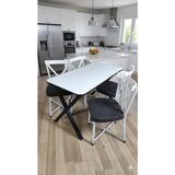 Bambeds Mobilya 60X120 Beyaz Masa x Sandalye Takımı, 4 Kişilik Mutfak Masa Takımı Beyaz Sandalye - 60 x 120