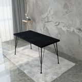 Bambeds Mobilya 60x120 Siyah Mermer Metal Ayak Dekoratif Mutfak Masası