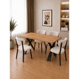 Bambeds Mobilya 60X120 Yemek Masası Mutfak Masası 4 Kişilik Masa Sandalye Takımı Krem Elma Sandalye - Atlantik Çam