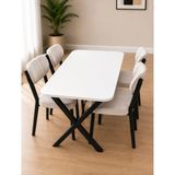 Bambeds Mobilya 60X120 Yemek Masası Mutfak Masası 4 Kişilik Masa Sandalye Takımı Krem Elma Sandalye - Beyaz