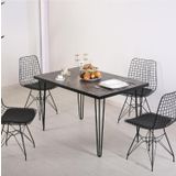 Bambeds Mobilya 60x90 Cm Siyah Mermer Metal Ayak(Tek Masa) Mutfak Masası Balkon Masası Çalışma Masası