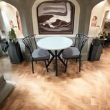 Bambeds Mobilya 70 x 70 Beyaz Yuvarlak Masa Ahtapot Ayak Güneş Sandalye 2 Adet