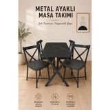 BAMBEDS MOBİLYA 70x110 cm 4 Kişilik Mutfak Masası ve Siyah Sandalye Takımı Yemek Masası Seti