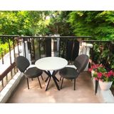 Bambeds Mobilya 70X70 Beyaz Yuvarlak Balkon Masa Ahtapot Ayak Armut Beyaz Sandalye 2 Adet - 70 x 70