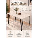BAMBEDS MOBİLYA Bambeds 60x90 Beyaz Masa Balkon Masası Ders Calısma Masası Treverten