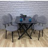 Bambeds Mobilya Masa Takımı Yemek Masası 70X110 4 Sandalye - Siyah - Beyaz