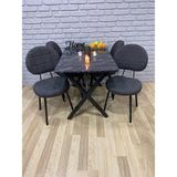 Bambeds Mobilya Masa Takımı Yemek Masası 70X110 4 Sandalye - Siyah - Mermer