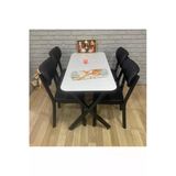 Bambeds Mobilya Masa Takımı, Yemek Masası, Mutfak Masası, 60*120Beyaz Elma 4Lü Sandalye
