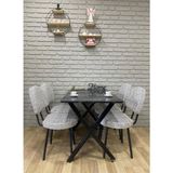 Bambeds Mobilya Masa Takımı, Yemek Masası, Mutfak Masası, 60X120SIYAH Beyazdesen 4 Sandalye