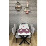 Bambeds Mobilya Masa Takımı, Yemek Masası, Mutfak Masası, 70X110beyaz Siyahdesen 4 Sandalye
