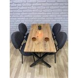 BAMBEDS MOBİLYA Masa Takımı, Yemek Masası, Mutfak Masası, Balkon Masası - 4 Sandalye Gri 70x110 Çam