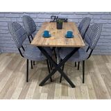 Bambeds Mobilya Masa Takımı, Yemek Masası, Mutfak Masası, Balkon Masası - 60X120 Çam 4 Sandalye - Atlantik Çam