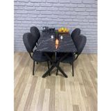 Bambeds Mobilya Masa Takımı, Yemek Masası, Mutfak Masası, Balkon Masası - 60X120siyah 4 Sandalye