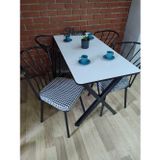 Bambeds Mobilya Masa Takımı, Yemek Masası, Mutfak Masası, Balkon Masası - 70X110 Beyaz 4 Güneş Sandalye