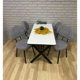 Bambeds Mobilya Masa Takımı, Yemek Masası, Mutfak Masası, Balkon Masası - 70X110 Beyaz 4 Sandalye Kazayağı