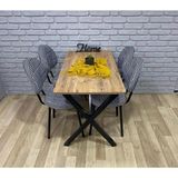 Bambeds Mobilya Masa Takımı, Yemek Masası, Mutfak Masası, Balkon Masası - 70X110 Çam 4 Sandalye Kazayağı - Atlantik Çam