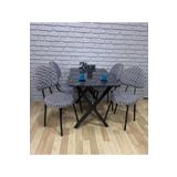 Bambeds Mobilya Masa Takımı, Yemek Masası, Mutfak Masası, Balkon Masası - 70X110 Siyah Mermer 4 Arkalıklı Sandalye