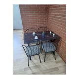 Bambeds Mobilya Masa Takımı, Yemek Masası, Mutfak Masası, Balkon Masası - 70X110 Siyah Mermer 4 Güneş Sandalye
