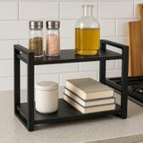 Bambeds Mobilya Metal Mutfak Tezgah Üstü Organizer 2 Raflı Banyo Mutfak Düzenleyici Siyah