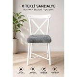 Bambeds Mobilya X Sandalye Tekli | Mutfak, Balkon ve Çalışma Sandalyesi | Metal Ayaklı Sandalye, Beyaz