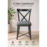 Bambeds Mobilya X Sandalye Tekli | Mutfak, Balkon ve Çalışma Sandalyesi | Metal Ayaklı Sandalye - Siyah - Antrasit