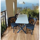 Bambeds Mobilya x Sandaye Mutfak Balkon Masa Takımı 60X120 - Beyaz - Antrasit