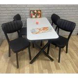 Bambeds Mobilya Yemek Masası Takımı 70X110 4lü Sandalye - Beyaz