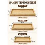 Bambella 3’Lü Bambu Dikdörtgen Sunum Ve Servis Tepsisi Seti – Kahvaltı, Çay Ve Kahve İkram Tepsisi